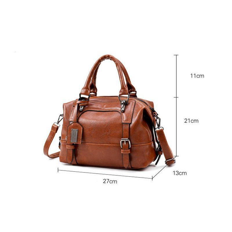Women Tote Messenger Boston Style Hand & Shoulder Faux-Leather Bag