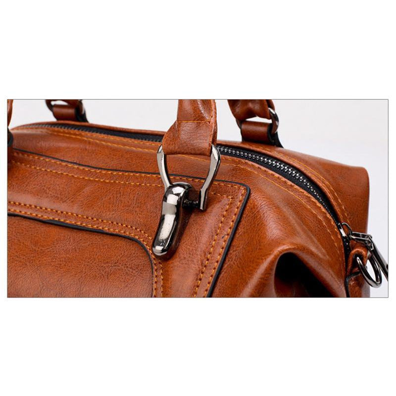 Women Tote Messenger Boston Style Hand & Shoulder Faux-Leather Bag