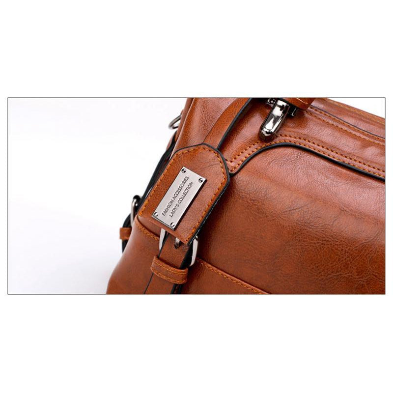 Women Tote Messenger Boston Style Hand & Shoulder Faux-Leather Bag