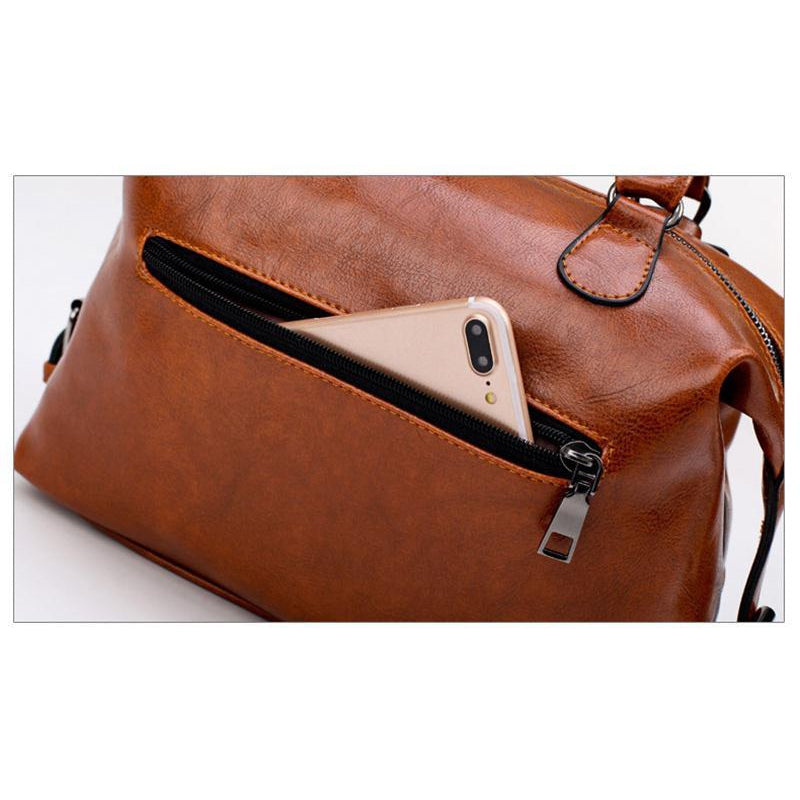 Women Tote Messenger Boston Style Hand & Shoulder Faux-Leather Bag