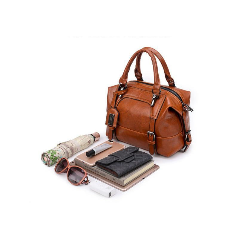 Women Tote Messenger Boston Style Hand & Shoulder Faux-Leather Bag