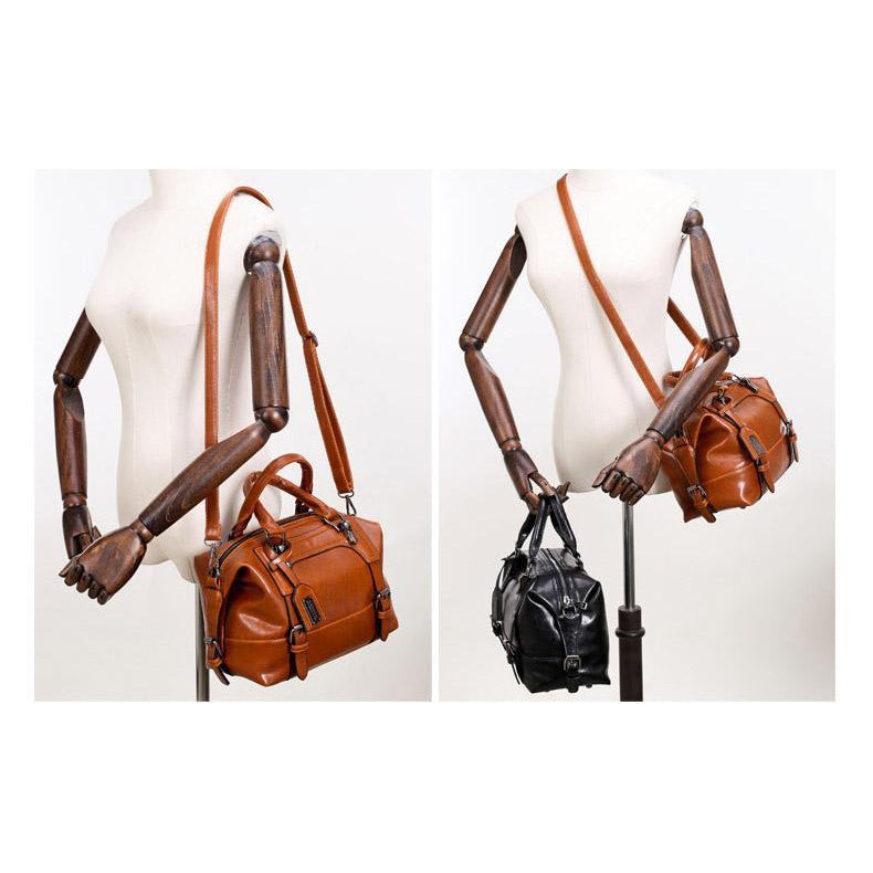 Women Tote Messenger Boston Style Hand & Shoulder Faux-Leather Bag