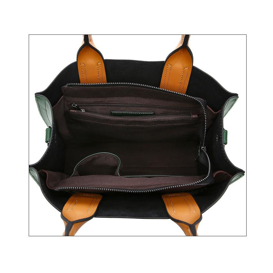 Women's Genuine Leather Crossbody Messenger Purse - Small, 3 Zipper Pockets, Black