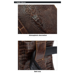 Men Spectacular Alligator Crocodile Pattern Messenger Genuine Leather Bag for a Unique Persona