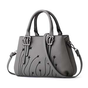 Women Faux-Leather Tote Messenger Bag with Rising Star Decorative Designing