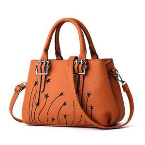 Women Faux-Leather Tote Messenger Bag with Rising Star Decorative Designing