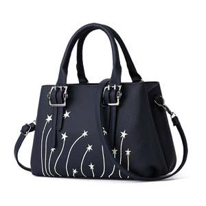 Women Faux-Leather Tote Messenger Bag with Rising Star Decorative Designing