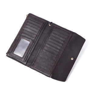 Premium Quality and Chic Long Genuine Leather Wallet for Men with Flap Closure