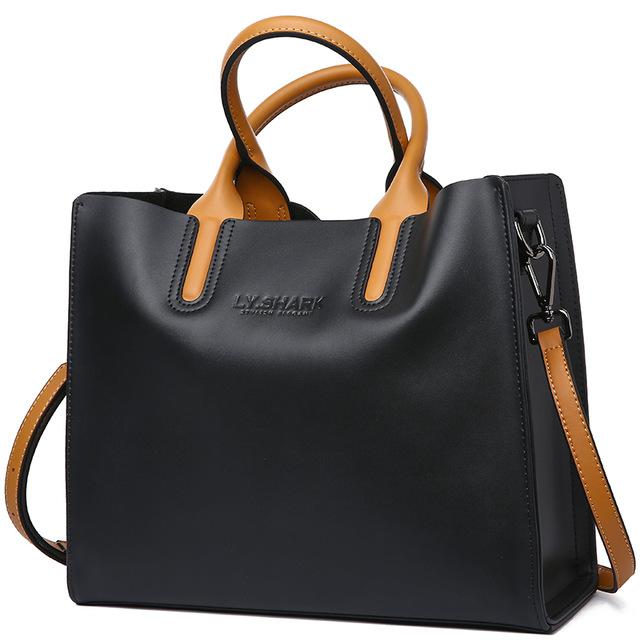 Women Tote Crossbody Messenger Faux-Leather Bag - Leather