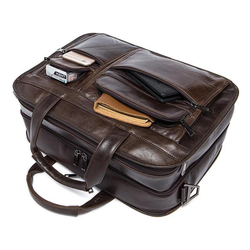 Genuine Leather Versatile Multiple Compartments Business Briefcase for Men