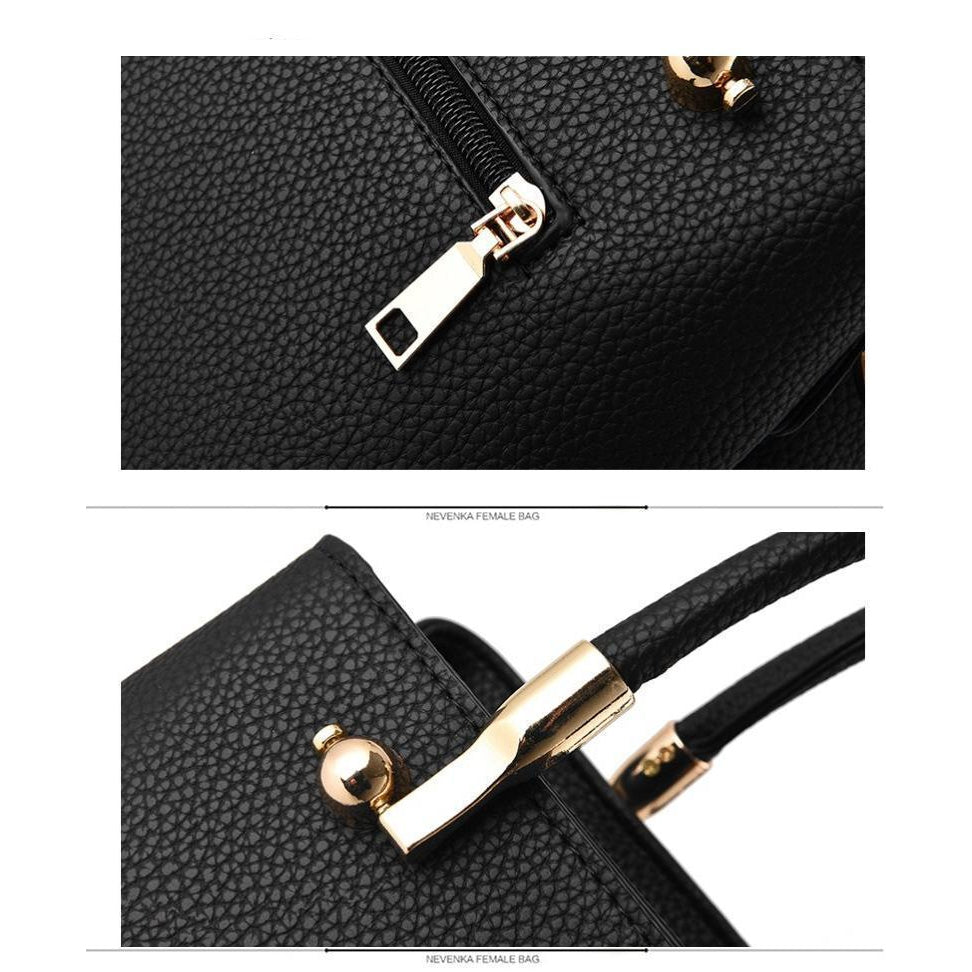 Women Tote Messenger Crossbody Love Embroidery Faux-Leather Bag with Fur Tassel