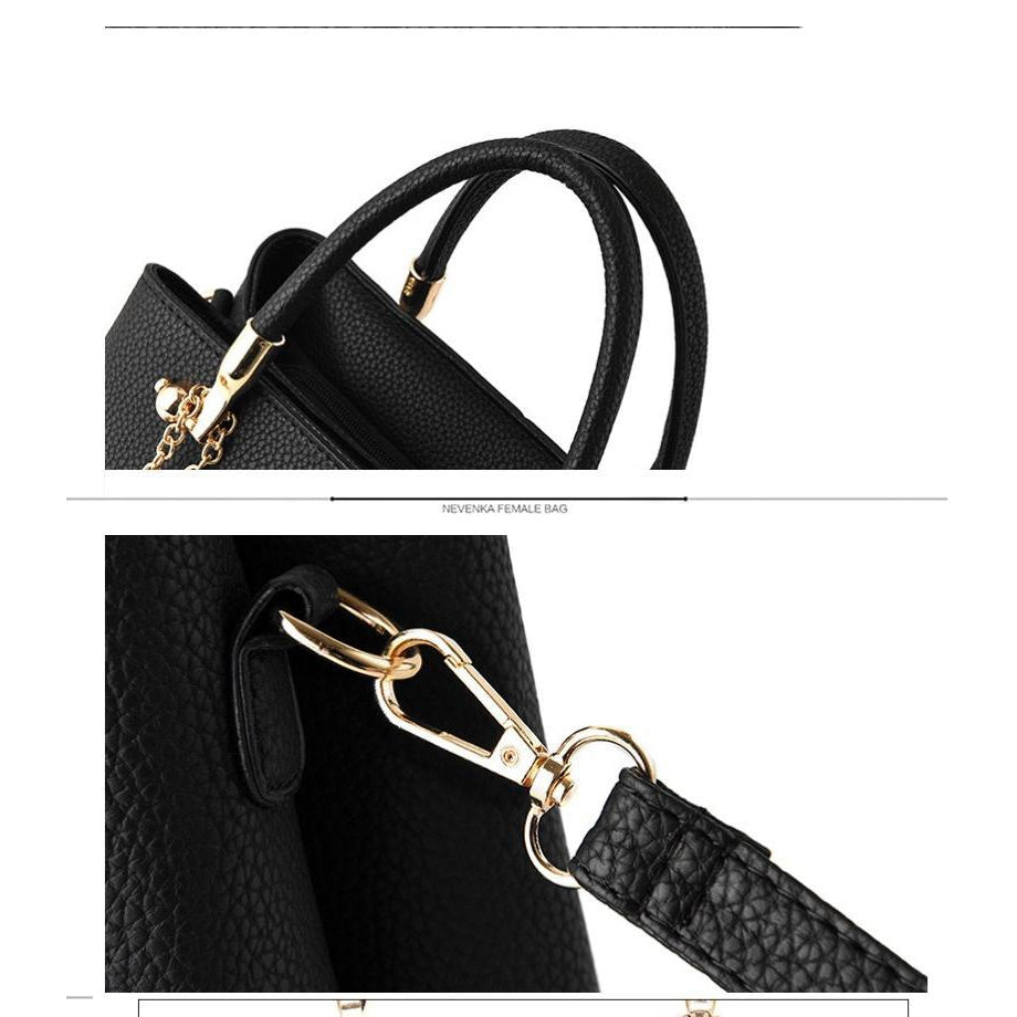 Women Tote Messenger Crossbody Love Embroidery Faux-Leather Bag with Fur Tassel