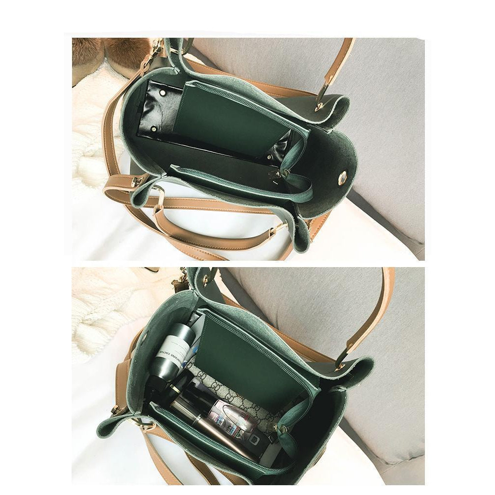 A Perfect Tote Genuine Leather Shopping Bag with a Bucket Shaped Design