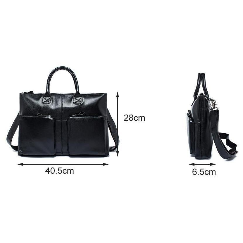 Supple and Elegant Tote Genuine Leather Business Shoulder Bag for Men