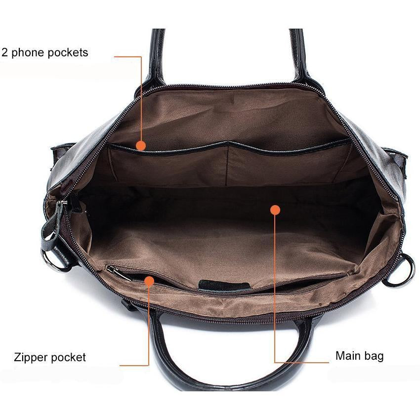 Supple and Elegant Tote Genuine Leather Business Shoulder Bag for Men
