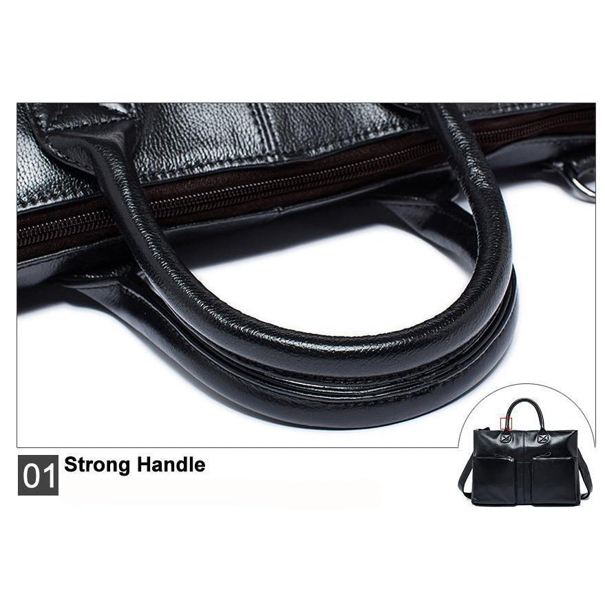 Supple and Elegant Tote Genuine Leather Business Shoulder Bag for Men