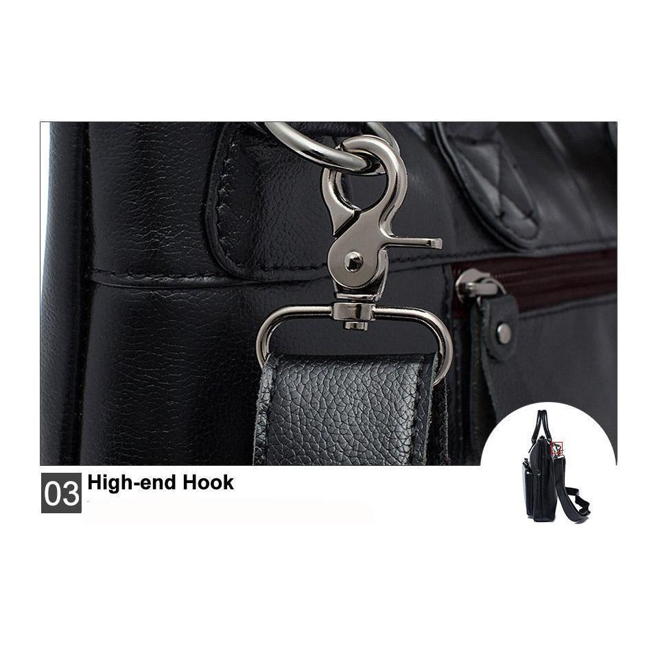 Supple and Elegant Tote Genuine Leather Business Shoulder Bag for Men