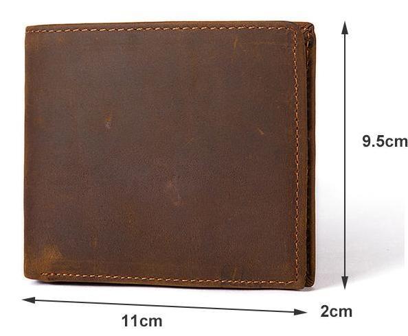 Men Distressed Brown Simple Genuine Leather Wallet