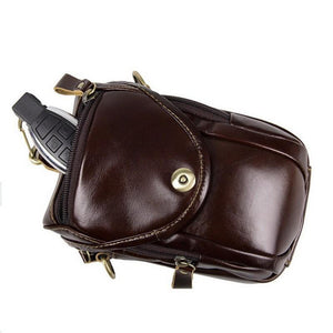 Men Brown Genuine Leather Mini Bag