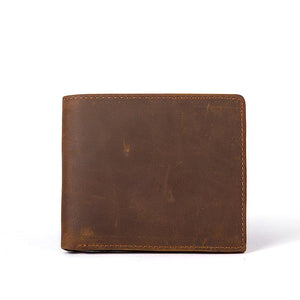 Men Distressed Brown Simple Genuine Leather Wallet