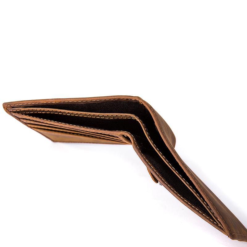 Men Distressed Brown Simple Genuine Leather Wallet