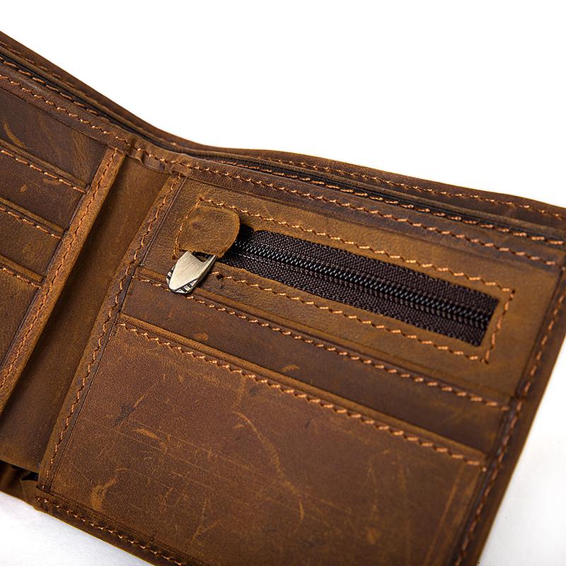 Men Distressed Brown Simple Genuine Leather Wallet