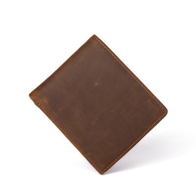 Men Distressed Brown Simple Genuine Leather Wallet