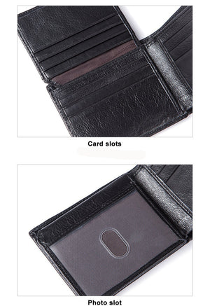 Men Foldable Wallet Made with 100% Genuine Leather and No Zippers