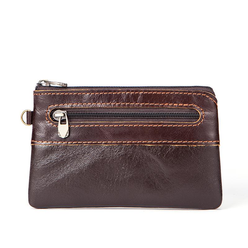Genuine Leather Zipper Wallet with Coin Pocket