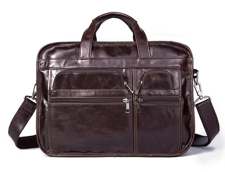 Men Designer Laptop Tote Shoulder Messenger Genuine Leather Bag