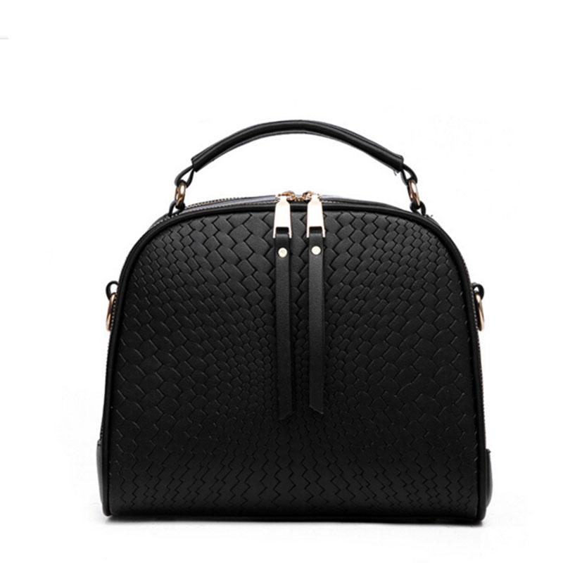 Women Black Zig Zag Quilted Faux-Leather Handbag with Dual Compartments