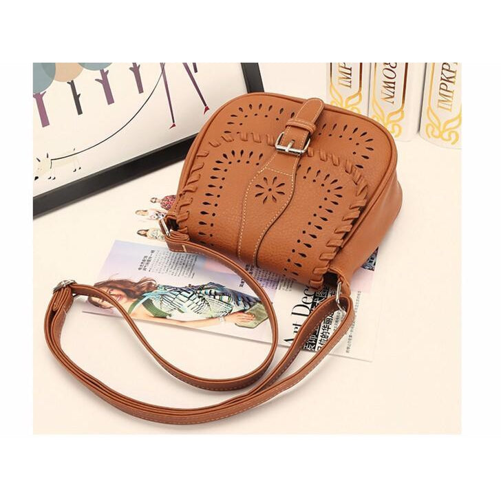 Brown Color Crossbody Messenger Handbag Photoshoot Second Pose
