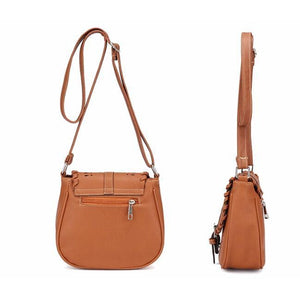 Brown Color Crossbody Messenger Handbag Side and Back Pose