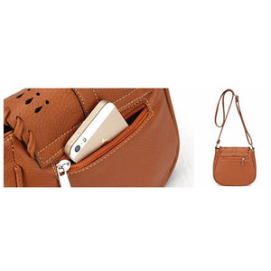 Brown Color Crossbody Messenger Handbag Slit Zipper Pocket for Mobile Phone