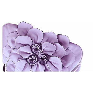 Women Purple Tote Leather Handbag Flower